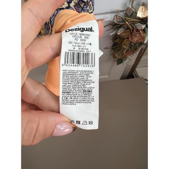 Desigual Dress Size EU 46 Multi-Color Patchwork Bohemian V-Neck Vibrant Eclectic - Picture 12 of 15